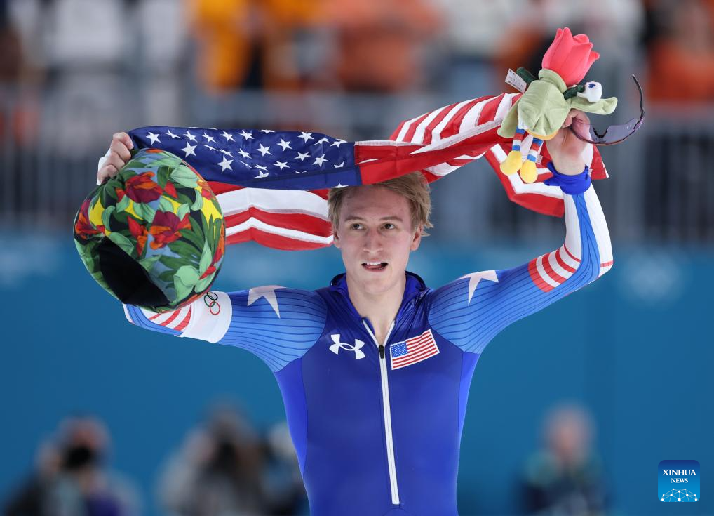 Stolz sets new Olympic record in men's 1,000m speed skating, Ning wins bronze at Milan-Cortina